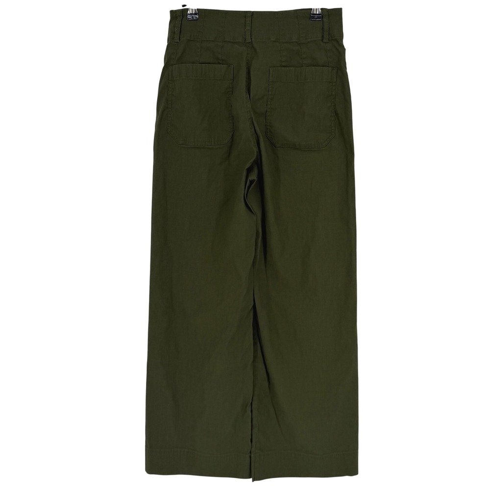 Maeve Anthropologie The Colette Wide Leg Pants Moss Green 28T OB1364733 Crop - Picture 3 of 12
